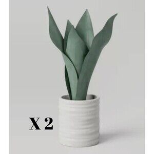 Threshold Snake Plant 9" Tabletop Indoor Faux Potted Houseplant - Set of 2